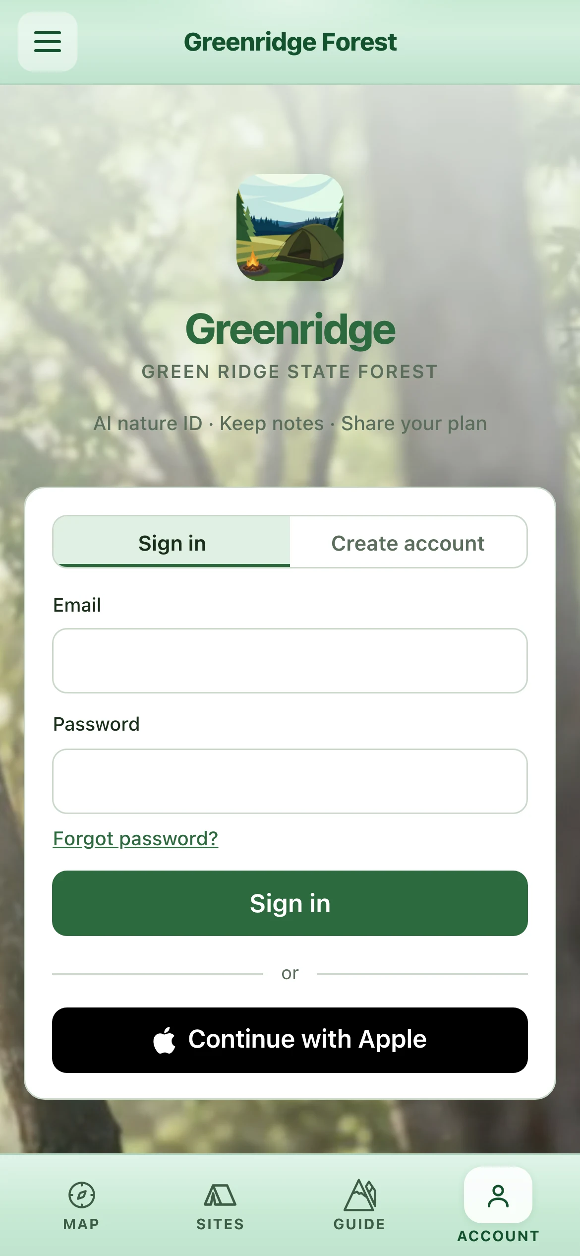 Greenridge sign-in screen.